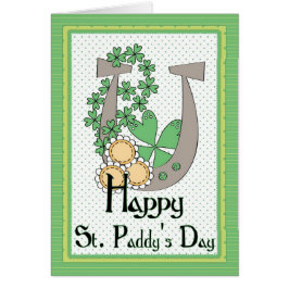 Irish Lucky Horseshoe Lycklig St. Paddy's Day Card Hälsningskort