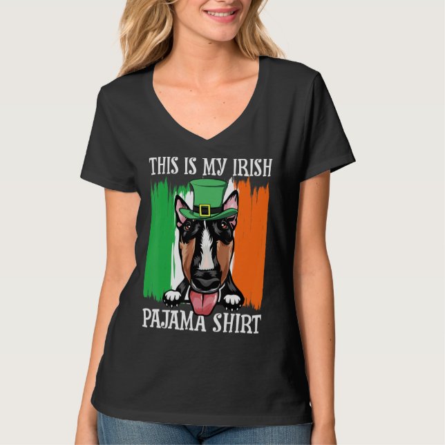 Irish Lucky Shamrock Bull Terrier St patrick's day T Shirt (Framsida)
