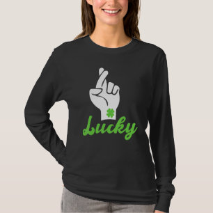 Irish Lucky Shamrock Hand Gesture Funny St Patrick T Shirt