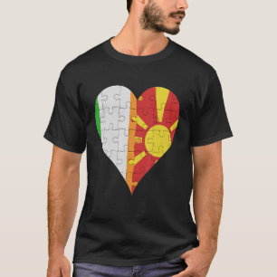 Irish Macedonian Flagga Heart T Shirt