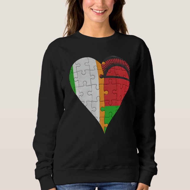 Irish Malawian Flagga Heart T Shirt (Framsida)