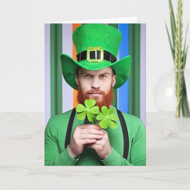 Irish Man with Lucky Klöver Kort (Framsida)