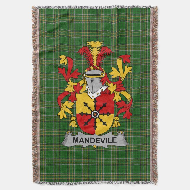Irish Mandevile Jackar om Arm Family Crest Ireland Filt (Framsidan Vertikal)