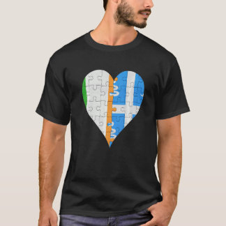 Irish Martiniquais Flagga Heart T Shirt