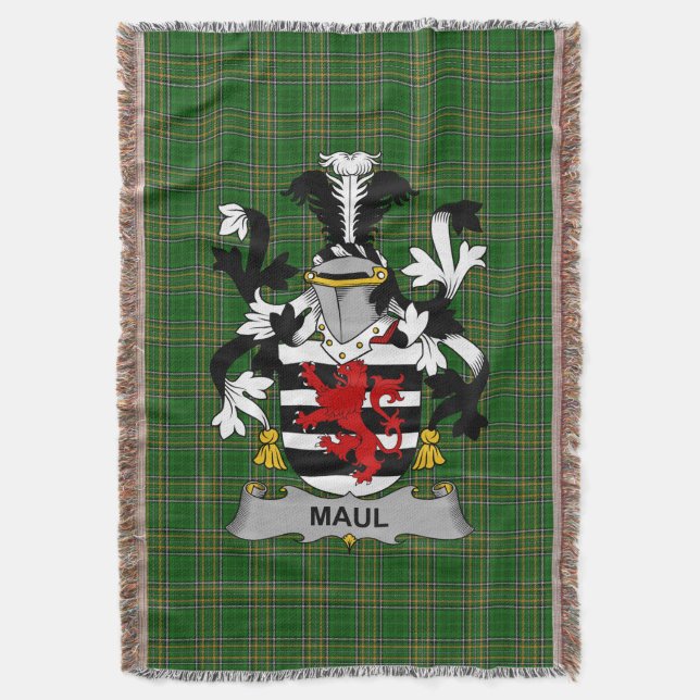 Irish Maul eller Maule Jackar om Arm Family Crest  Filt (Framsidan Vertikal)