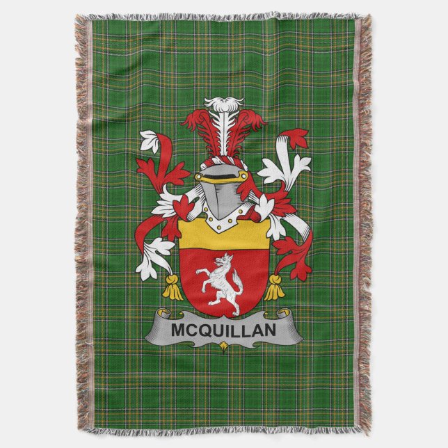Irish McQuillan Jackar om Arm Family Crest Ireland Filt (Framsidan Vertikal)