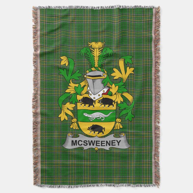 Irish McSweeney Jackar om Arm Family Crest Ireland Filt (Framsidan Vertikal)