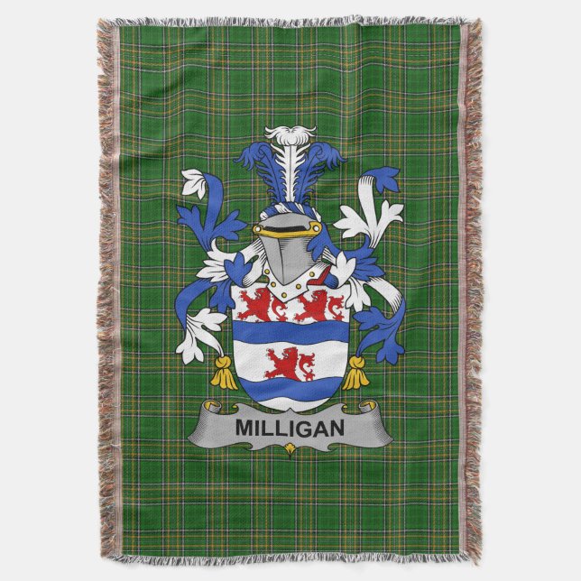 Irish Milligan Jackar om Arm Family Crest Ireland Filt (Framsidan Vertikal)