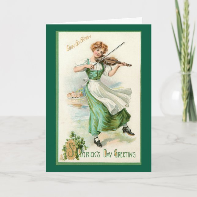 Irish Miss With Violin Greeting Card Kort (Framsida)