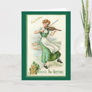 Irish Miss With Violin Greeting Card Kort