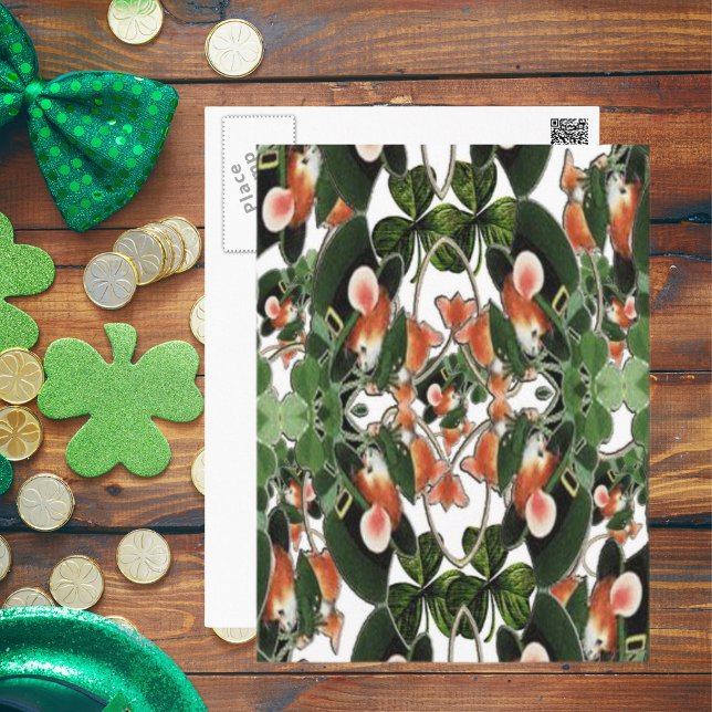 Irish Mouse Kaleidoscope Two St patrick's day Vykort (Irish Mouse Kaleidoscope Two St Patrick's Day Postcard)