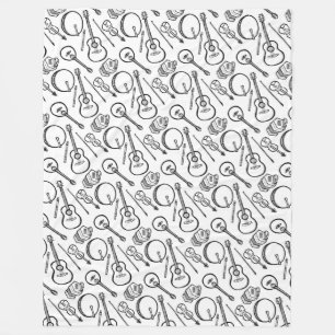 Irish Music Instrument Fleet Blanket Fleecefilt