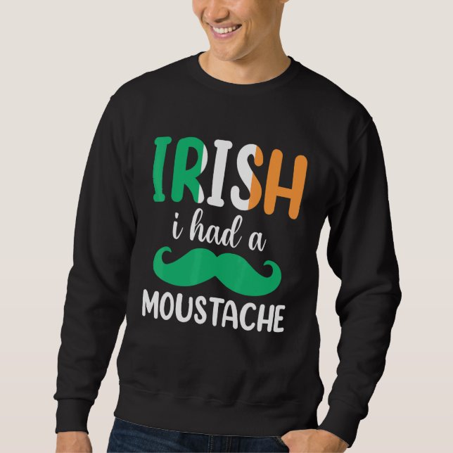 Irish Mustache Irish Lång Ärmad Tröja (Framsida)