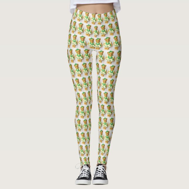 Irish Nalle St. Pat'ricks Day-Print Leggings (Framsida)