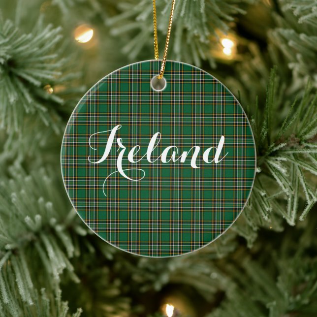 Irish National Tartan & Anpassade Text Julgransprydnad Keramik (Träd)