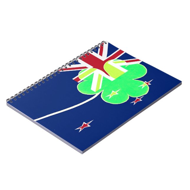 Irish New Zealand Flagga Shamrock Klöver St. Patri Anteckningsbok Med Spiral (Vänstra Sidan)