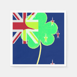 Irish New Zealand Flagga Shamrock Klöver St. Patri Pappersservett