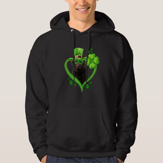 Irish Newfoundland Hund Kärlek Shamrock St Patrick Hoodie (Framsida)