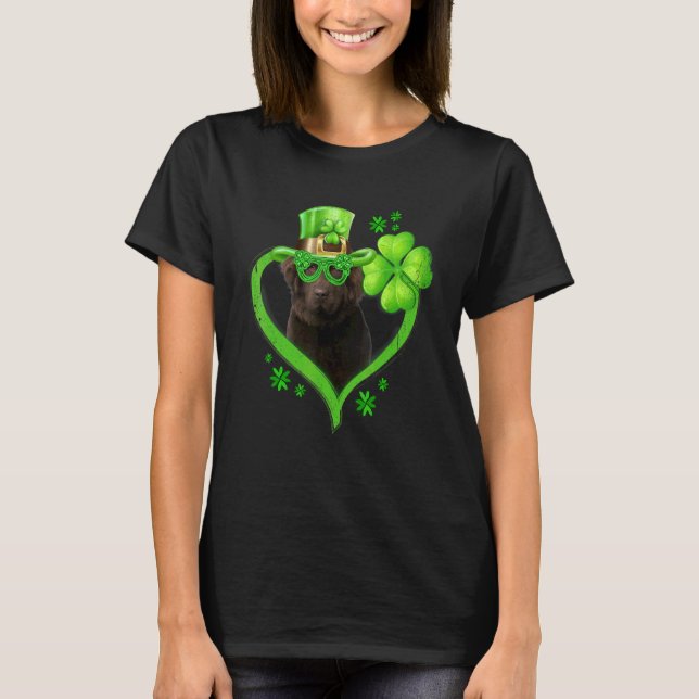 Irish Newfoundland Hund Kärlek Shamrock St Patrick T Shirt (Framsida)