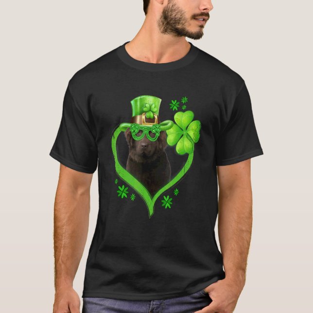 Irish Newfoundland Hund Kärlek Shamrock St Patrick T Shirt (Framsida)