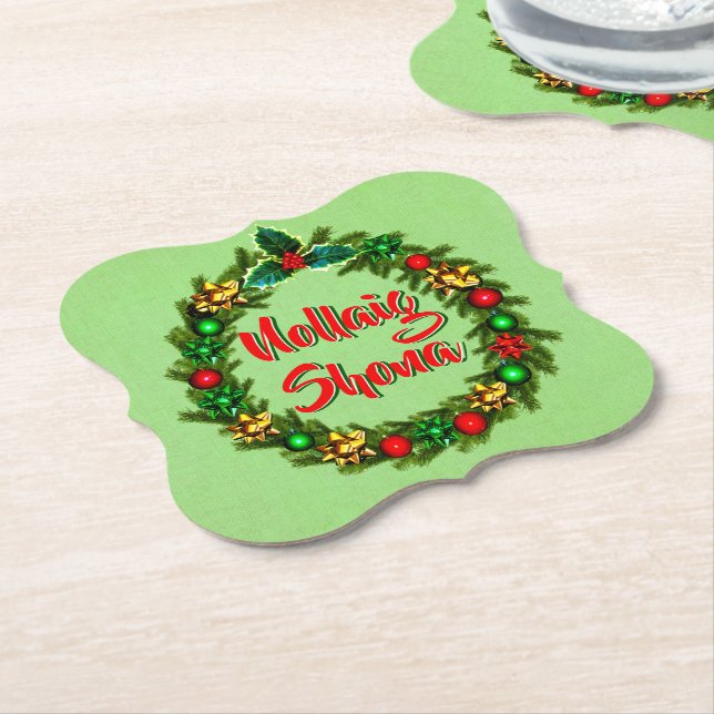 Irish Nollaig Shona God jul Underlägg Papper (Vinklad)
