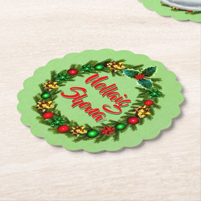 Irish Nollaig Shona God jul Underlägg Papper (Vinklad)