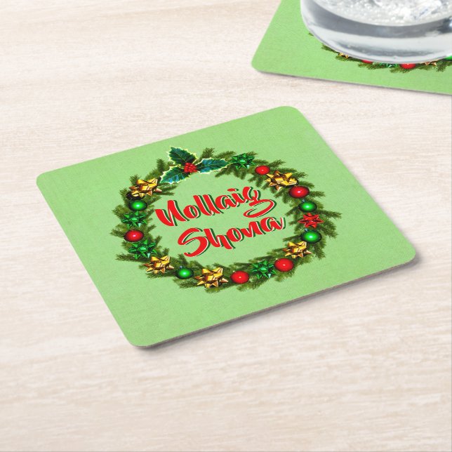 Irish Nollaig Shona God jul Underlägg Papper Kvadrat (Vinklad)