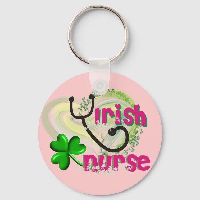 Irish Nurse Artsy Heart Gifts Nyckelring (Framsida)