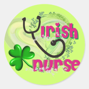 Irish Nurse Artsy Heart Gifts Runt Klistermärke