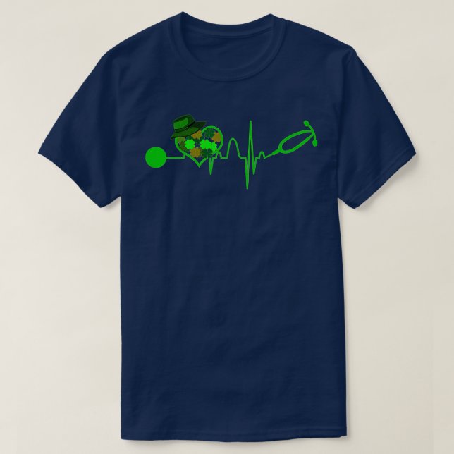 Irish Nurse Gift Heartslag Ireland Shamrock St Pat T Shirt (Design framsida)
