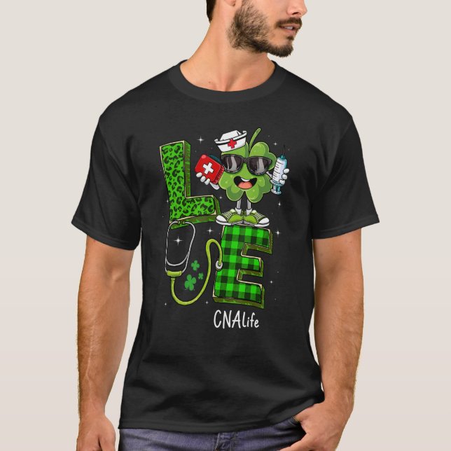 Irish Nurse St patricks day Grönt Leopard Kärlek C T Shirt (Framsida)