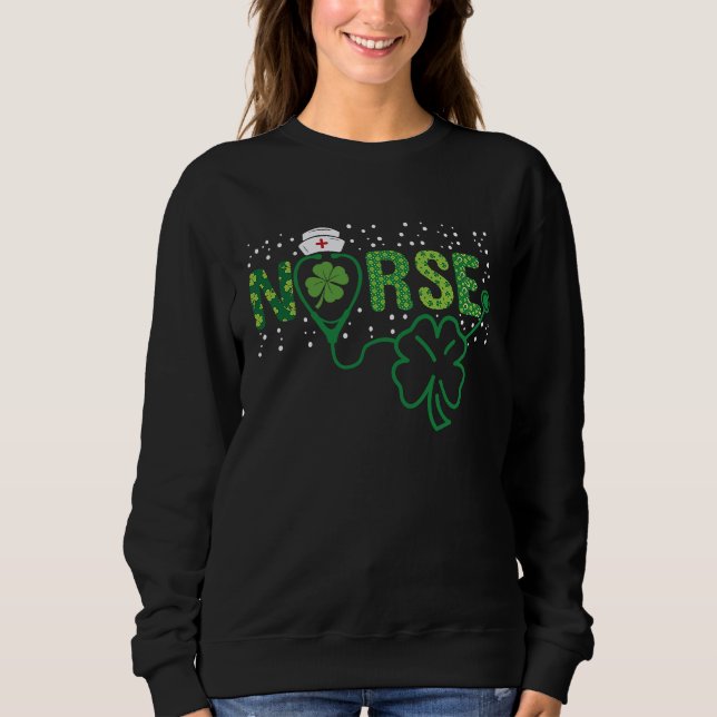 Irish Nurse St Patricks Day  Nurse Scrub Stethosco T Shirt (Framsida)