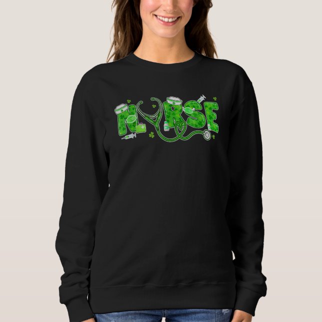 Irish Nurse St Patricks Day Shamrock Stethocsope W T Shirt (Framsida)
