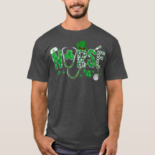 Irish Nurse St patricks day Shamrock Stethocsope W T Shirt