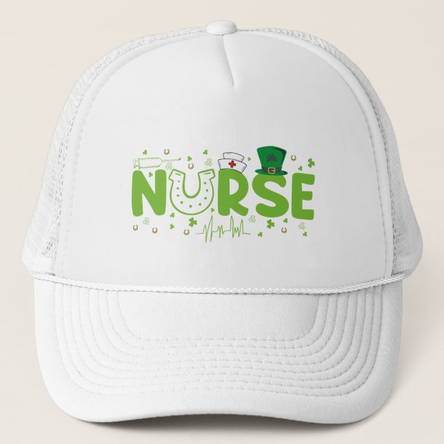 Irish Nurse Stethoscope SCrub Patricks Day Nurses Keps (Framsida)