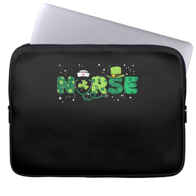 Irish Nurse Stethoscope SCrub St patricks day Nurs Laptop Fodral (Framsidan)