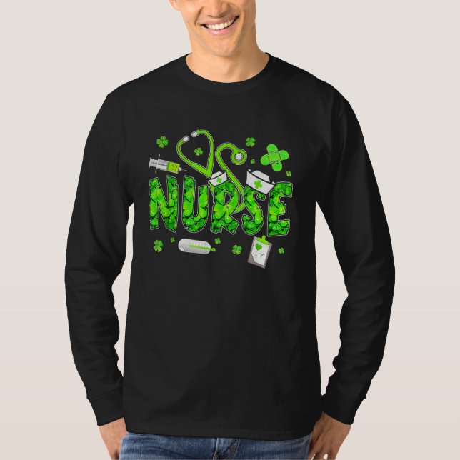 Irish Nurse Stethoscope Scrub St Patricks Day Nurs T Shirt (Framsida)