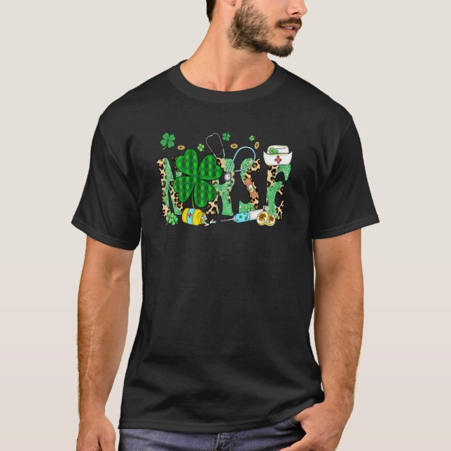 Irish Nurse Stethoscope Scrub St Patricks Day Nurs T Shirt (Framsida)
