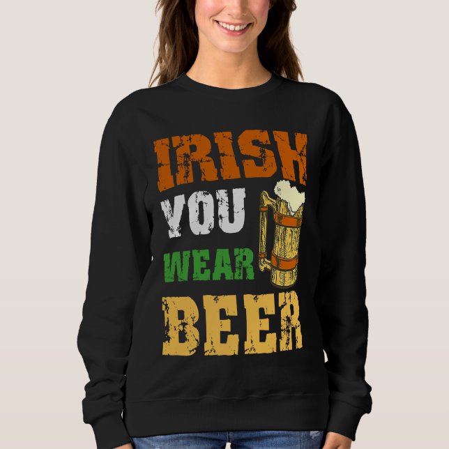 Irish önskar du vara Öl Shamrock Lucky St Patricks T Shirt (Framsida)