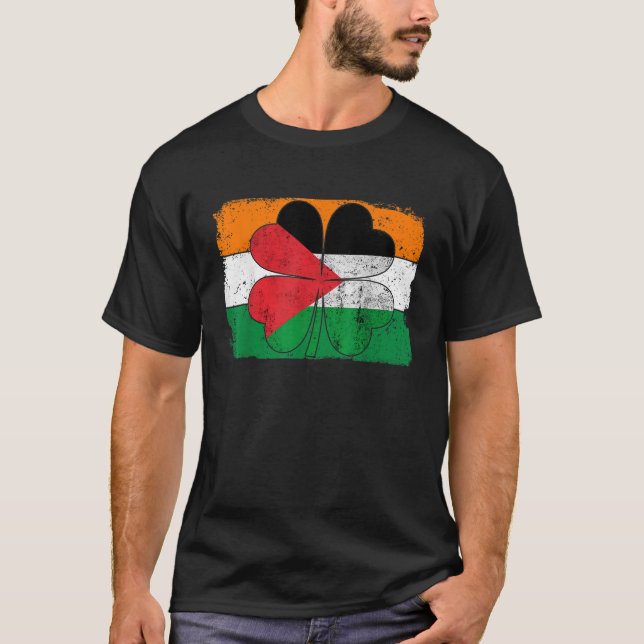 Irish Palestine Flagga Ireland Shamrock St Patrick T Shirt (Framsida)