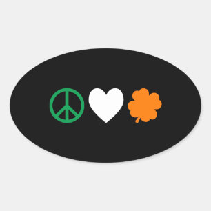 Irish Peace Kärlek & Shamrocks Ovalt Klistermärke