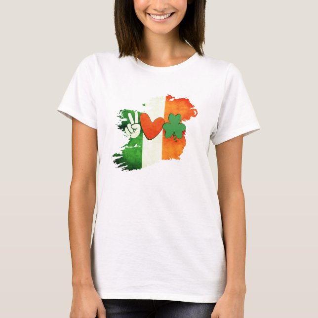 Irish Peace Kärlek Tee, Retro St. Patricks T Shirt (Framsida)