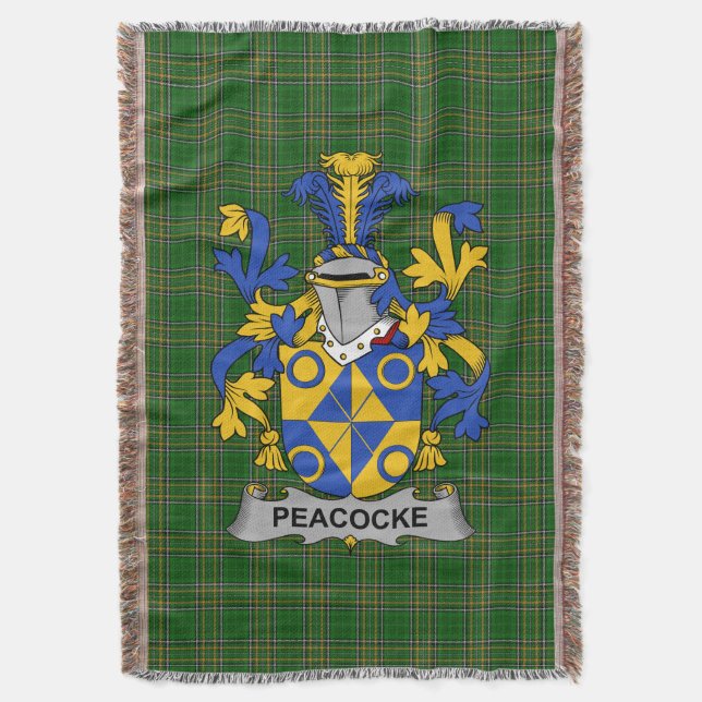 Irish Peacocke Jackar av Arm Family Crest Ireland Filt (Framsidan Vertikal)