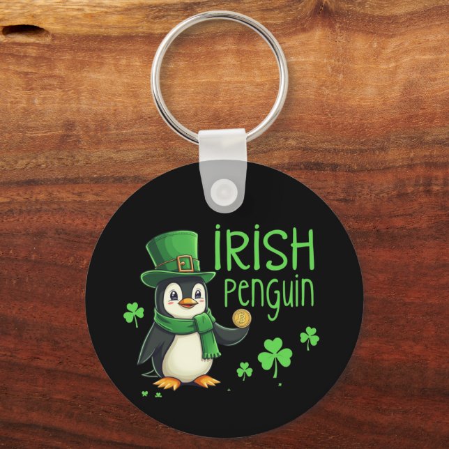 Irish Penguin A Lucky Blend of Roligt, Humor, Char Nyckelring (Framsida)