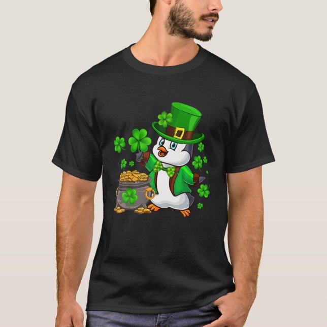 Irish Penguin Shamrock St Patricks Day Penguin Iri T Shirt (Framsida)