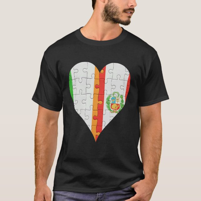 Irish Peruvian Flagga Heart T Shirt (Framsida)