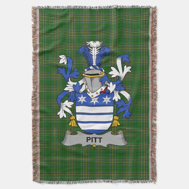 Irish Pitt Jackar om Arm Family Crest Ireland Filt (Framsidan Vertikal)