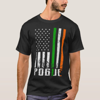 Irish POGUE Family American Flagga Ireland Flagga T Shirt