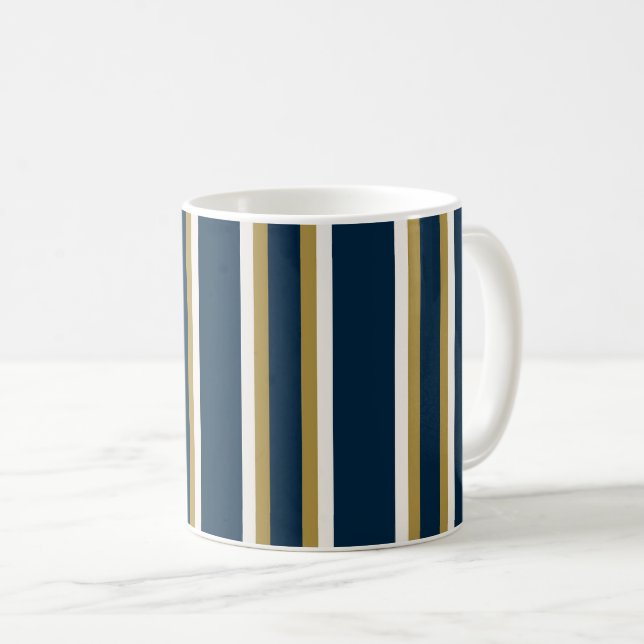 Irish Polo stripes Blue and Gold  Kaffemugg (Framsida höger)