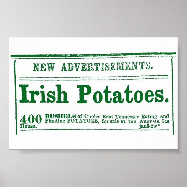 Irish Potato Newspaper Advertisement Civil Krig er Poster (Framsidan)